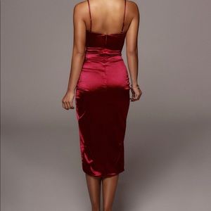 BERRY ALDIS SATIN HIGH SLIT DRESS (New with tag)